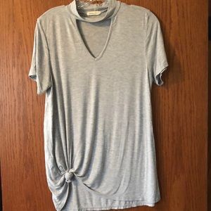 Gray, v-neck shirt